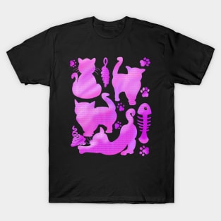 Cats Silhouettes in pink Cat themed gifts for women And men T-Shirt